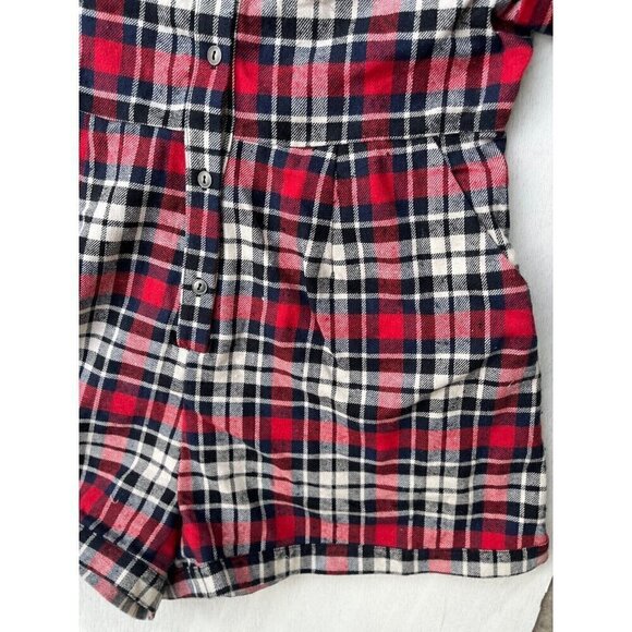 Evil Twin Women's Red Plaids Cotton Big Wednesday Playsuit Romper Size L $89 - Picture 7 of 16